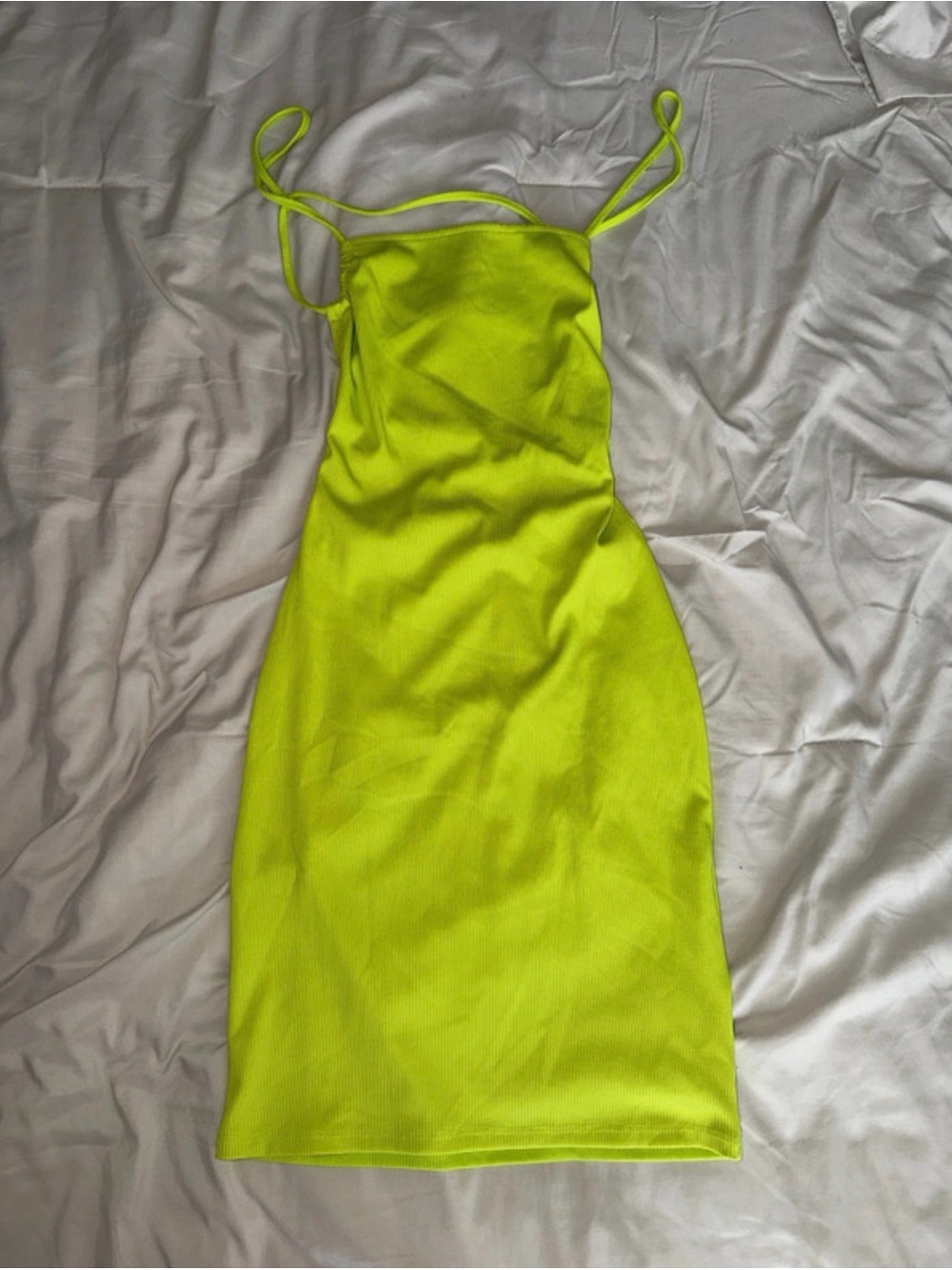 Forever 21 Neon Lime Ribbed Slip Mini Dress